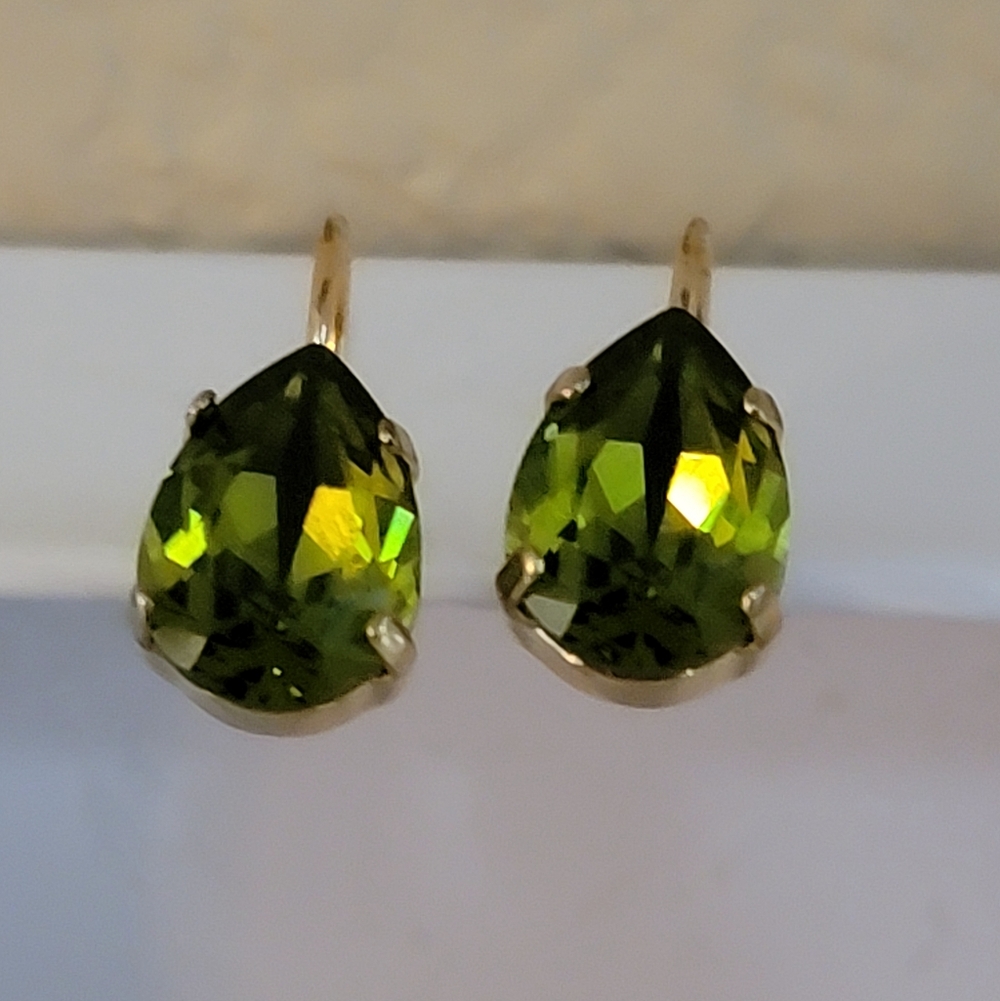 Swarovski Olivine Crystal Earrings